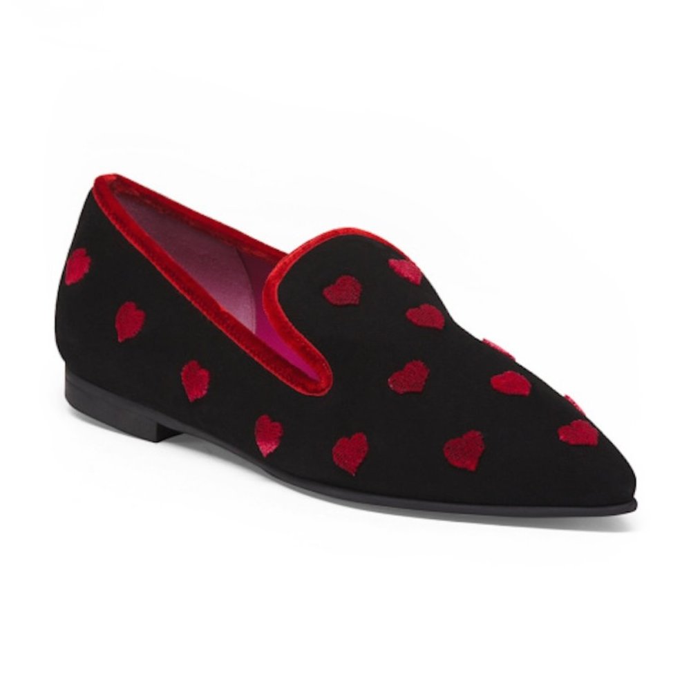NWOB Ferca 81 Suede Flats Red Hearts